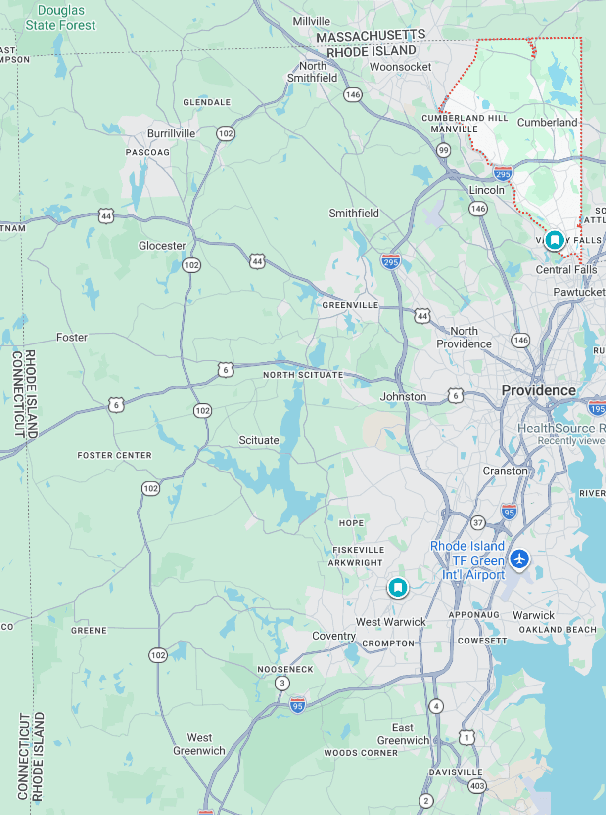 Rhode Island service area map